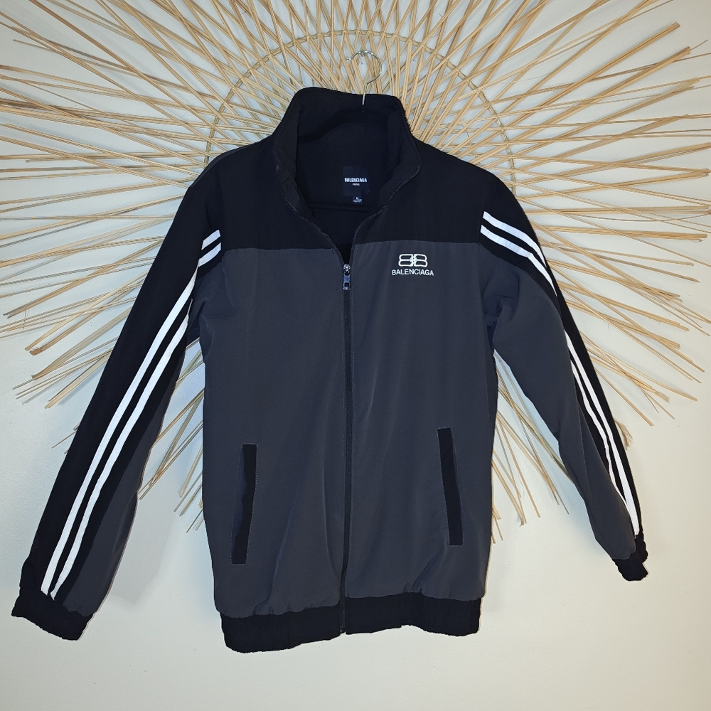 Balenciaga Double B Men's Black and Gray Windbreaker M